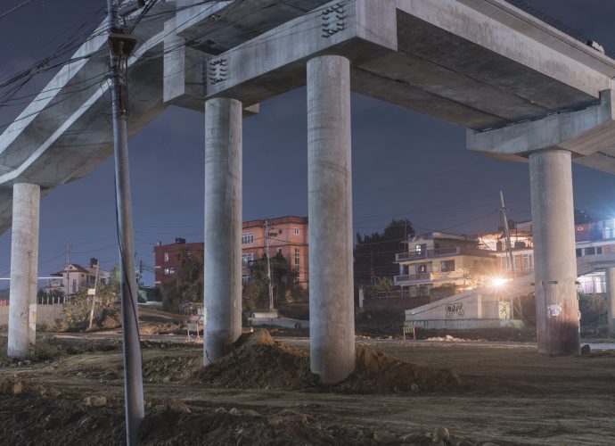 A footbridge being constructed near the Ring Road. (Indira Kumar, December 2, 2016).