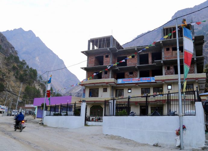 Upgrade of a hotel in Ghattekhola, Rasuwa. In Rasuwa, especially in Timure and Ghattekhole, the number of hotels are mushrooming, and older ones are being upgraded to accommodate more visitors traveling the route.  