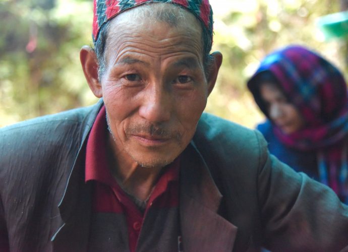 Aitamaan Limbu has been living on the mountainsides of Sikkim all his life. He used to travel across the temperate and sub-temperate forests and pastures of West Sikkim with his father’s cow and buffalo herd. As a young man, he would help collect firewood, prepare meals, and gather the animals in the evening around the herder’s hut, locally known as a goth. Today, he has close to one hundred and fifty sheep that he rears year-round. In the summer they graze the high alpine pastures and move in the winter to the temperate and sub-temperate forests of the comparatively lower altitude.